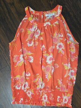 Rose & Olive Coral Floral Halter Camisole